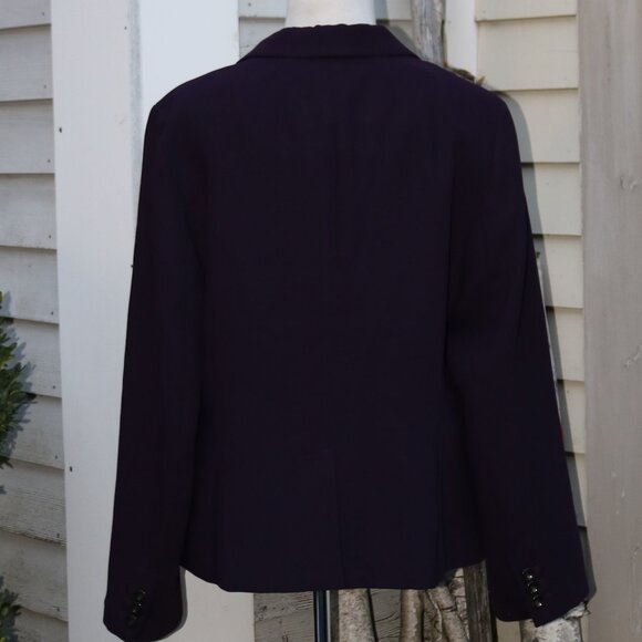 Talbots Plus Size Dark Blueberry Purple Classic 1 Button Blazer Jacket Sz 16 - Picture 5 of 7
